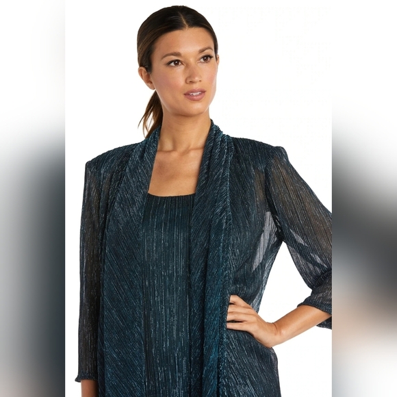 R&M Richards Metallic 2 piece drapey Cardigan & top blouse New sz 2X - Picture 2 of 9